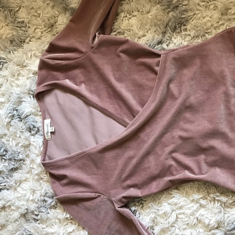 Madewell Size S dusty rose velvet wrap bodysuit
